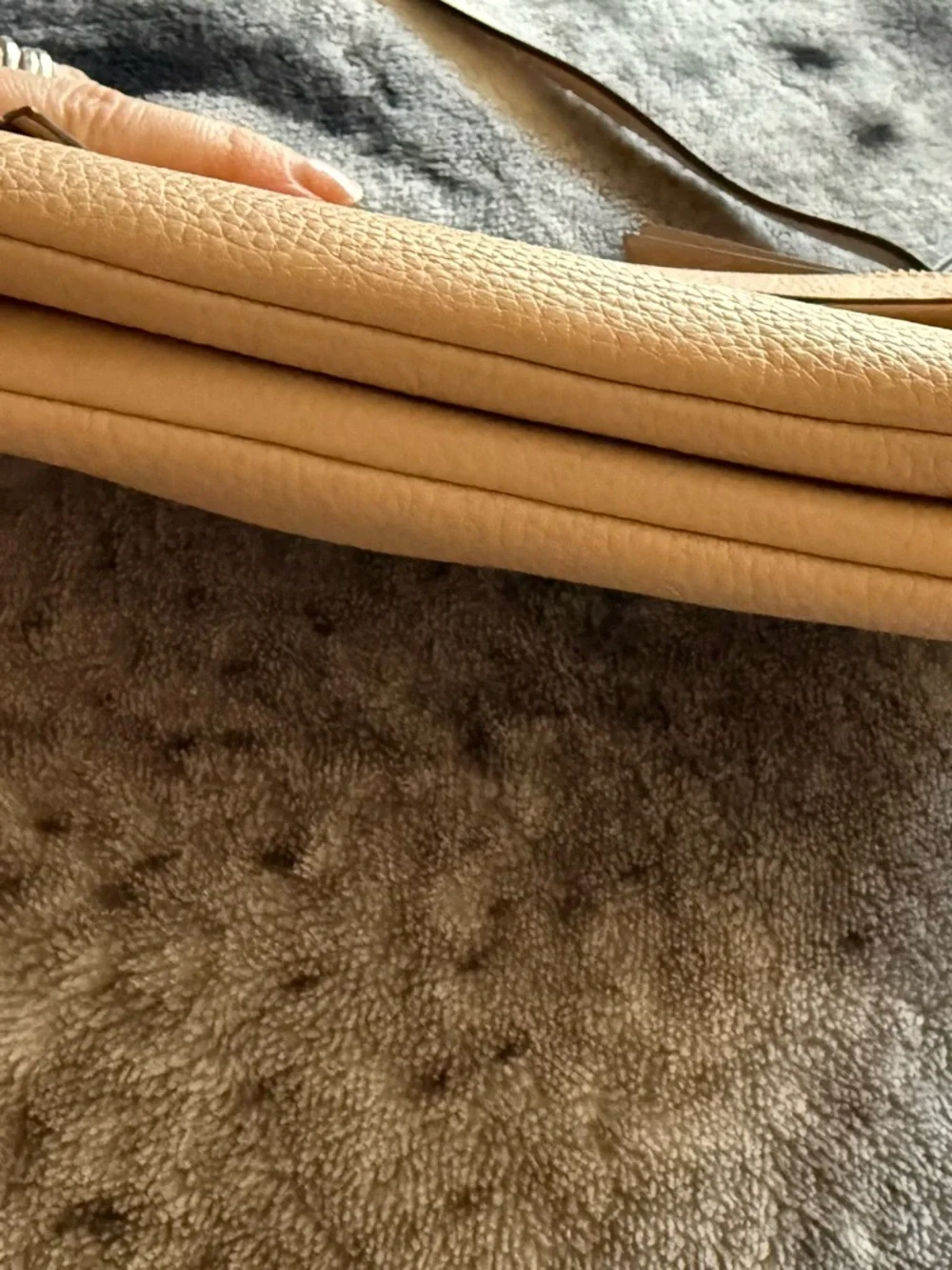 Vince Camuto Beige Leather Crossbody with Tassel Zip - Picture 8 of 9